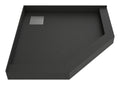 Redi Neo 46 in. L x 46 in. W Triple Threshold Corner Shower Pan Base with Back Drain and Tileable Grate