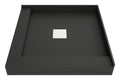 Wonder Drain 42 in. L x 42 in. W Double Threshold Corner Shower Pan Base with Center Drain and Tileable Grate