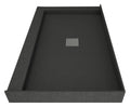 Wonder Drain 34 in. L x 60 in. W Double Threshold Corner Shower Pan Base with Center Drain and Tileable Grate