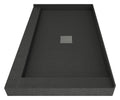 Wonder Drain 34 in. L x 48 in. W Double Threshold Corner Shower Pan Base with Center Drain and Tileable Grate