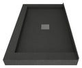 Wonder Drain 34 in. L x 60 in. W Triple Threshold Alcove Shower Pan Base with Center Drain in Tileable Grate