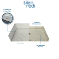 Redi Free® 33 In x 72 In Barrier Free Shower Pan with Center Drain and Round Polished Chrome Drain Grate
