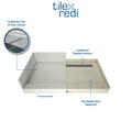 Redi Trench® 32 In x 48 In Single Curb Shower Pan with Right Drain and Linear Tileable Drain Grate
