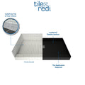 Wonder Drain 36 In x 36 In Triple Curb Shower Pan with Center Drain and Square Tileable Drain Grate