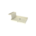 Base'N Bench® 34 In x 60 In Single Curb Tileable Shower Pan Base with Center Drain and Bench
