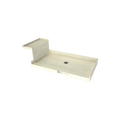 Base'N Bench® 34 In x 72 In Single Curb Tileable Shower Pan Base with Center Drain and Bench