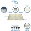 Redi Free® 37 In x 60 In Barrier Free Tileable Shower Pan Base with Center Drain