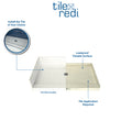 Redi Base® 37 In x 72 In Single Curb Tileable Shower Pan Base with Center Drain