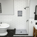 Redi Base® 42 In x 42 In Left Double Threshold Corner Tileable Shower Pan Base with Center Drain