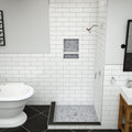 Redi Base® 42 In x 42 In Left Double Threshold Corner Tileable Shower Pan Base with Center Drain