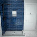 Redi Base® 42 In x 66 In Right Double Threshold Corner Tileable Shower Pan Base with Center Drain
