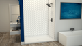 LuxShower 42 In Depth x 72 In Width Center Round Drain Low Threshold Smooth Shower Pan in Polar White