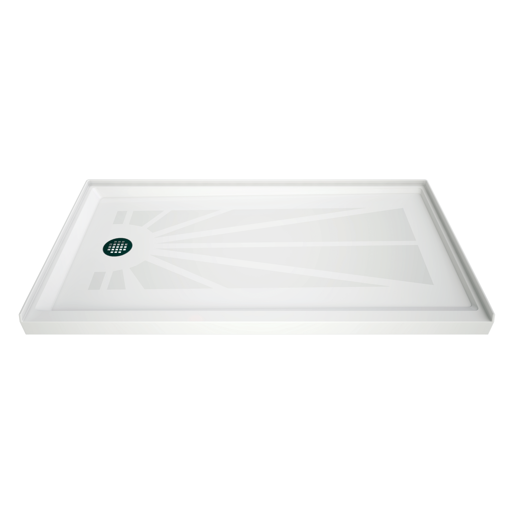 LuxShower 32 In Depth x 60 In Width Left Round Drain Low Threshold