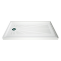 LuxShower 32 In Depth x 60 In Width Left Round Drain Low Threshold Textured Shower Pan in Polar White