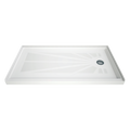 LuxShower 32 In Depth x 60 In Width Right Round Drain Low Threshold Textured Shower Pan in Polar White