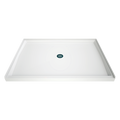 LuxShower 42 In Depth x 60 In Width Center Round Drain Low Threshold Smooth Shower Pan in Polar White