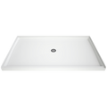 LuxShower 42 In Depth x 72 In Width Center Round Drain Low Threshold Smooth Shower Pan in Polar White