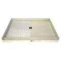 Redi Base® 42x60 Center Drain Single Curb Shower Pan Bundle + Calacatta Nova Matte 13x13 Marble Porcelain Mosaic Floor Tile