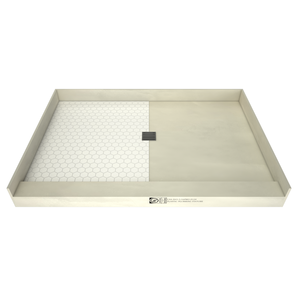 Redi Base® 42x60 Center Drain Single Curb Shower Pan Bundle + Mosaic ...