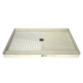 Redi Base® Flat Bottom 36x60 Center Drain Single Curb Shower Pan Bundle + Calacatta Nova Matte 13x13 Marble Porcelain Mosaic Floor Tile