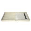 Redi Trench® 30x60 Right Drain Single Curb Shower Pan Bundle + Calacatta Nova Matte 13x13 Marble Porcelain Mosaic Floor Tile