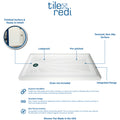 LuxShower 32 In Depth x 60 In Width Left Round Drain Low Threshold Textured Shower Pan in Polar White