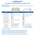 LuxShower 37 In Depth x 62 In Width Front Trench Drain Barrier Free Smooth Shower Pan in Polar White