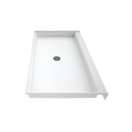 LuxShower 36 In Depth x 60 In Width Center Round Drain Standard Threshold Smooth Shower Pan in Polar White