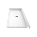 LuxShower 37 In Depth x 62 In Width Center Round Drain Standard Threshold Smooth Shower Pan in Polar White