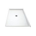 LuxShower 42 In Depth x 60 In Width Center Round Drain Low Threshold Smooth Shower Pan in Polar White