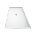 LuxShower 42 In Depth x 72 In Width Center Round Drain Low Threshold Smooth Shower Pan in Polar White