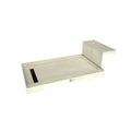 Base'N Bench® Kit: Redi Trench Left Drain Single Curb Shower Pan with Designer Matte Black Grate, 42″D x 72″W x 17″H installed (Pan: 42″D x 60″W; Bench: 38″D x 12″W)