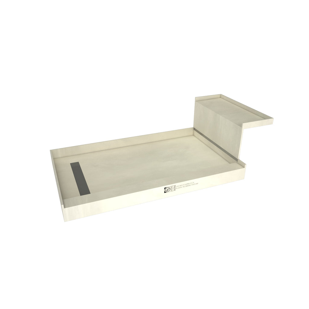 Base'N Bench® 36 In x 60 In Single Curb Shower Pan with Left Drain