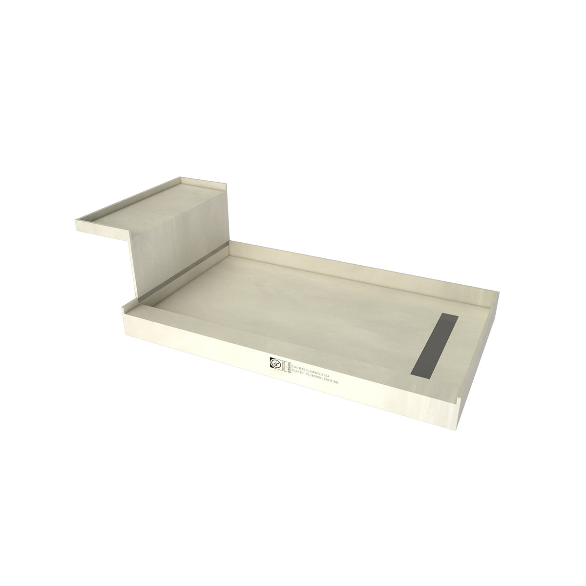 Base'N Bench® 48 In x 72 In Single Curb Shower Pan with Right