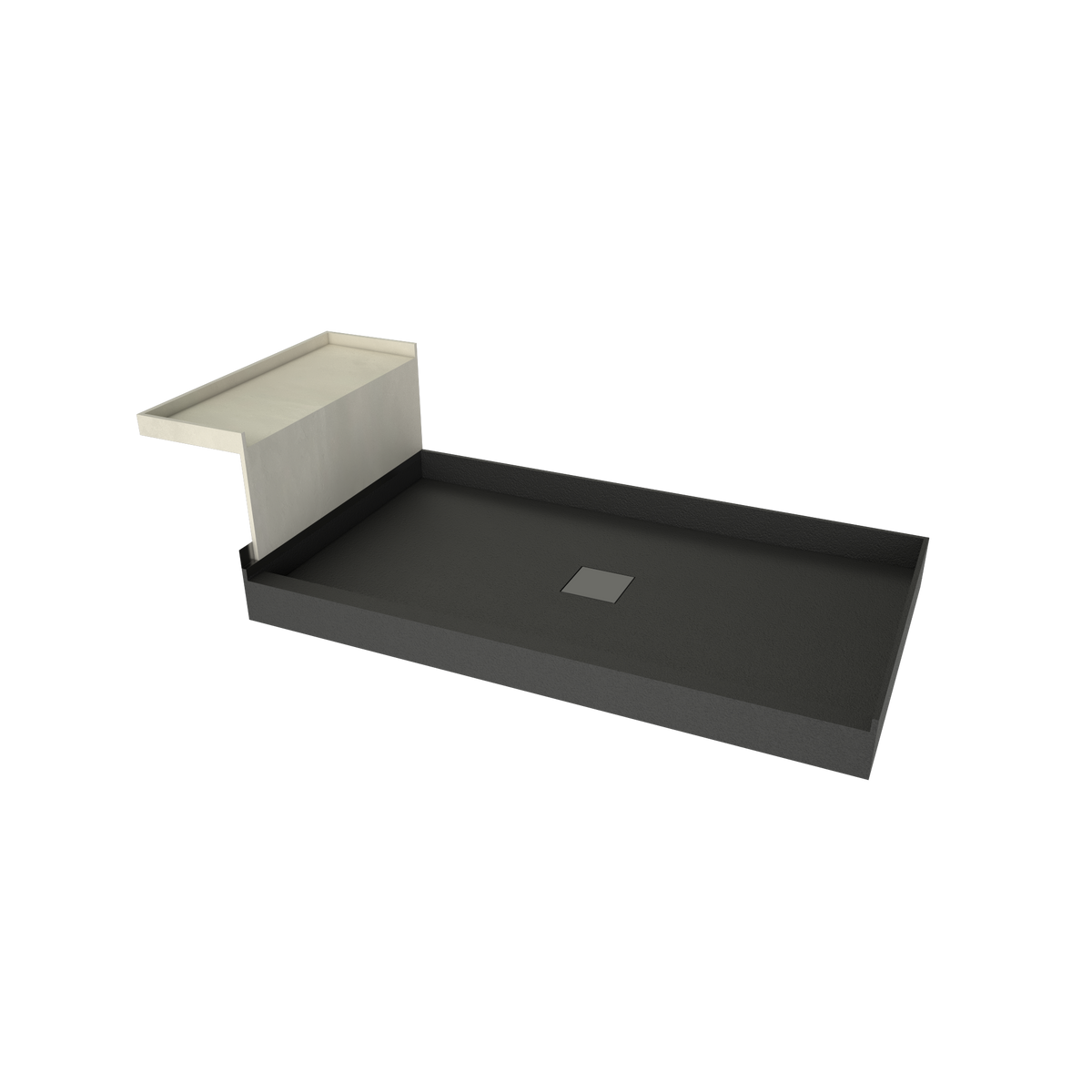 Base'N Bench® 30 In x 72 In Single Curb Shower Pan with Center Drain ...