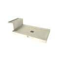 Base'N Bench® Kit: Wonder Drain Center Drain Single Curb Shower Pan, 36″D x 60″W x 17″H installed (Pan: 36″D x 48″W; Bench: 32″D x 12″W)