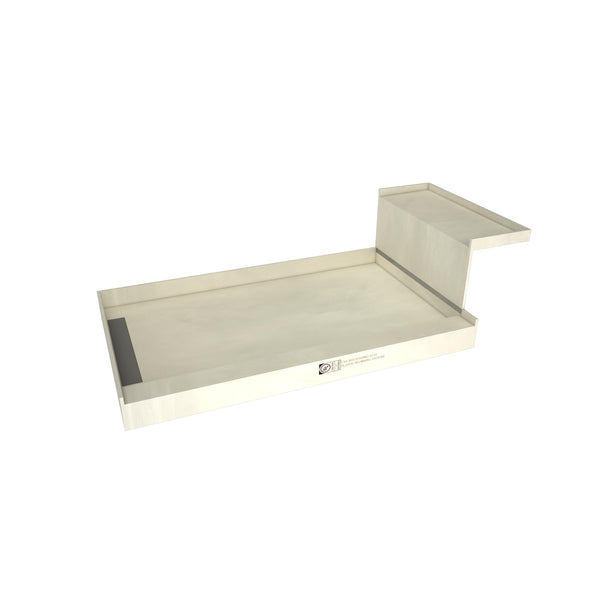 Base'N Bench® 36 In x 60 In Single Curb Shower Pan with Left Drain