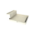 Base'N Bench® Kit: WonderFall Trench Right Drain Single Curb Shower Pan, 48″D x 60″W x 17″H installed (Pan: 48″D x 48″W; Bench: 44″D x 12″W)