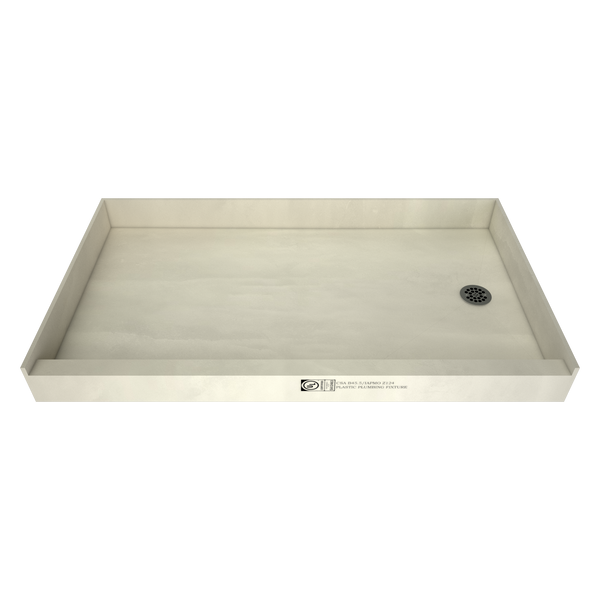 Redi Base® 32 In x 60 In Single Curb Shower Pan with Right Drain