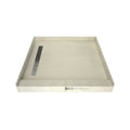 Base'N Bench 60 in. L x 48 in. W Alcove Shower Pan Base and Bench with Left Drain and Brushed Nickel Drain Grate
