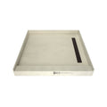 48 inch D x 48 inch W, Fully Integrated Shower Pan with Right PVC Drain, Right Trench with Oil Rubbed Bronze Designer Grate