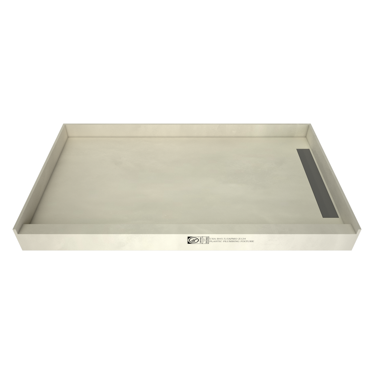 WonderFall Trench® 32 In x 60 In Single Curb Shower Pan with Right