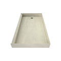 Redi Base® 32 In x 60 In Single Curb Shower Pan with Left Drain 13 In from Back Wall and Round Polished Chrome Drain Grate
