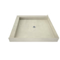 48 inch D x 48 inch W, Fully Integrated Shower Pan with Center PVC Drain with Left Dual Curb