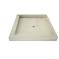 48 inch D x 48 inch W, Fully Integrated Shower Pan with Center PVC Drain with Right Dual Curb