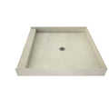 48 inch D x 48 inch W, Fully Integrated Shower Pan with Center PVC Drain in Brushed Nickel