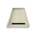 Redi Trench® 30 In x 60 In Single Curb Shower Pan with Right Drain and Linear Matte Black Drain Grate