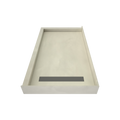 Redi Trench® 32 In x 60 In Left Dual Curb Corner Shower Pan with Right Drain and Linear Solid Brushed Nickel Drain Grate