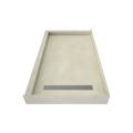 Redi Trench® 33 In x 60 In Left Dual Curb Corner Shower Pan with Right Drain and Linear Polished Chrome Drain Grate