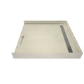 Redi Trench® 48 inch D x 48 inch W, Fully Integrated Barrier Free Shower Pan with Back PVC Drain, Back Trench with Solid Brushed Nickel Grate